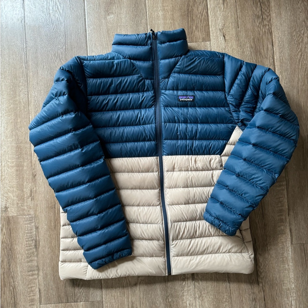 Patagonia M’s Down Sweater Jacket - Large - Oar Tan / Blue